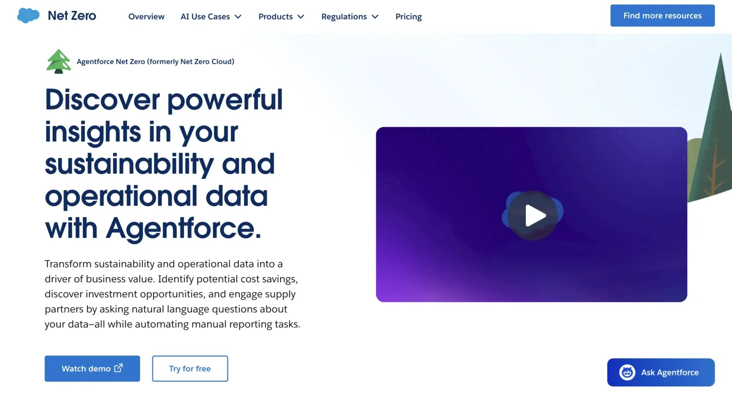 Agentforce Net Zero homepage