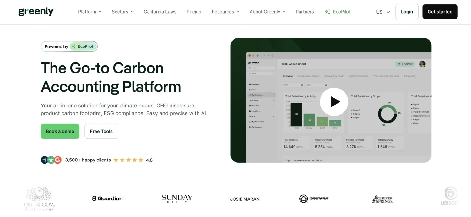 Screenshot of the Greenly platform