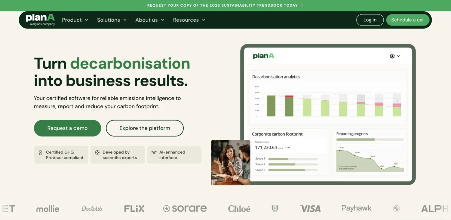 Screenshot of Plan A platform